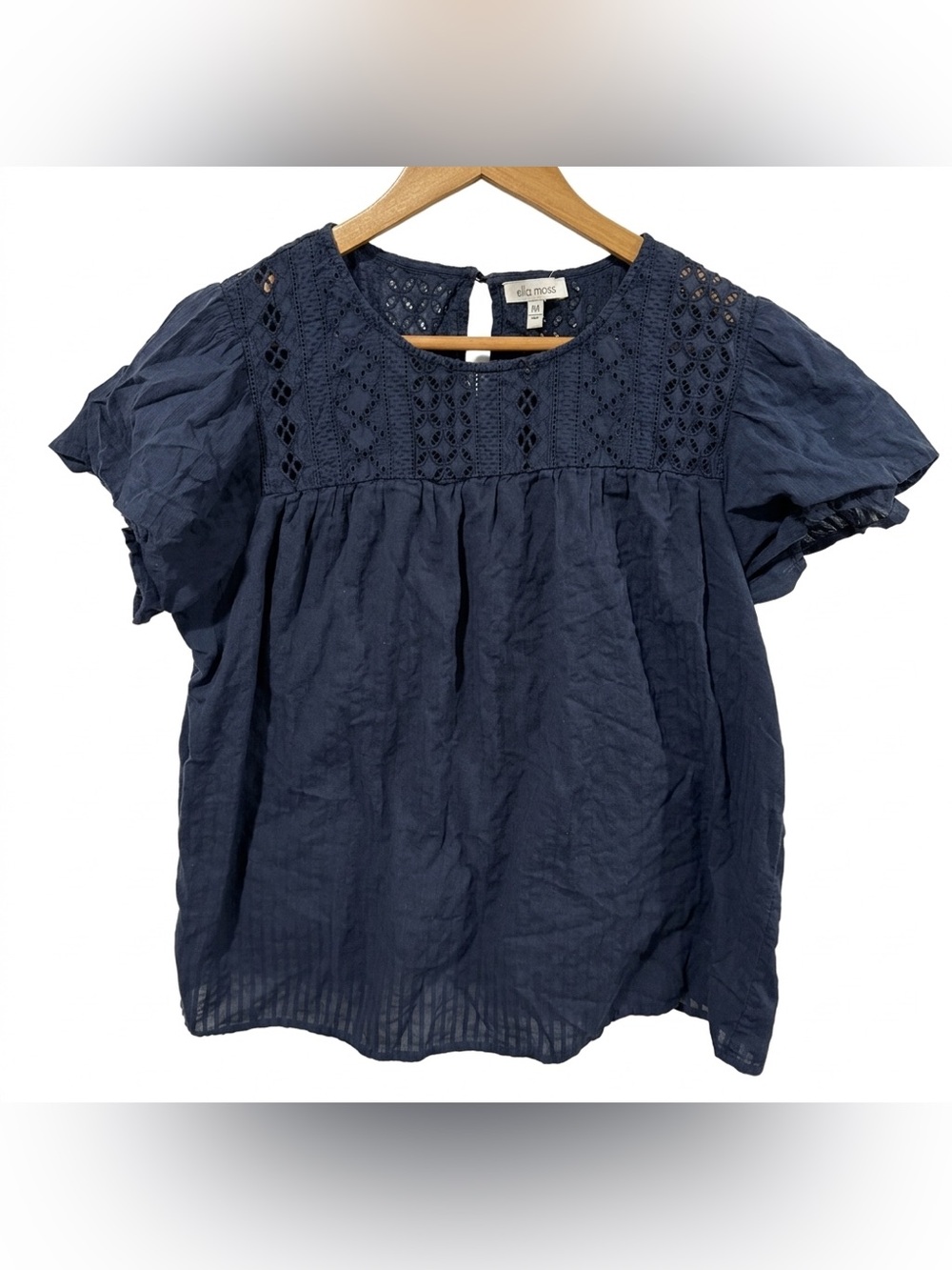 Ella Moss "Brianne" Yolk Eyelet Peasant Top